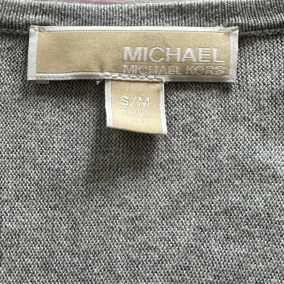 Womens PONCHO Michael Kors Light Gray Birdie Sweater Knit Cozy Wrap Poncho Cape - Picture 7 of 8